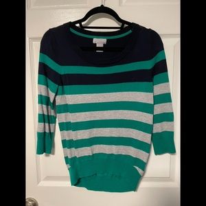 Navy and Green Stripe Sweater